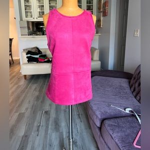 Ann Taylor - NWT Faux Suede pink Peplum top - Large